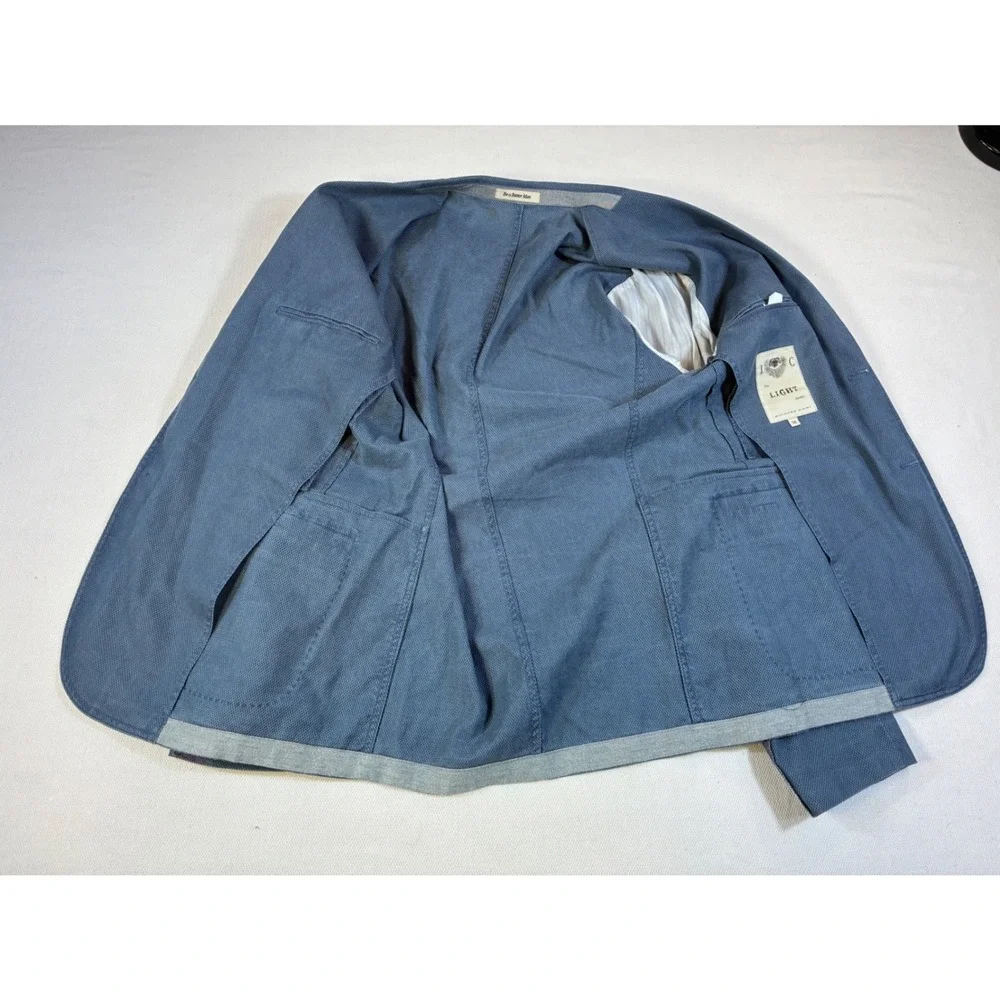 Richard Choi The Light Jacket Mens 50 IT Slate Blue Textured‎ Cotton Blazer